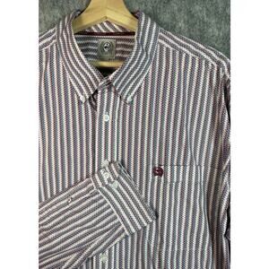 Cinch Mens Striped Long Sleeve XL Chest Pocket Western Button Down Shirt